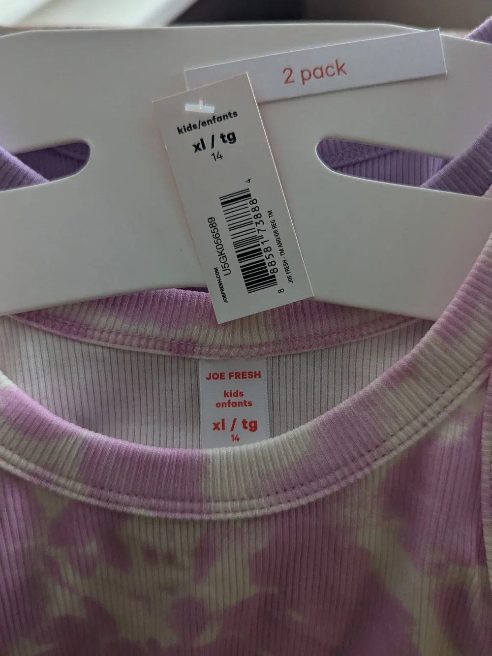 Joe Fresh Lavender Tie-Dye Ribbed Tank Dresses - 2 Pack - Picture 2 of 2
